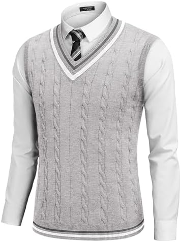 Amazon.com: COOFANDY Men's Sweater Vest V Neck Slim Fit Casual
